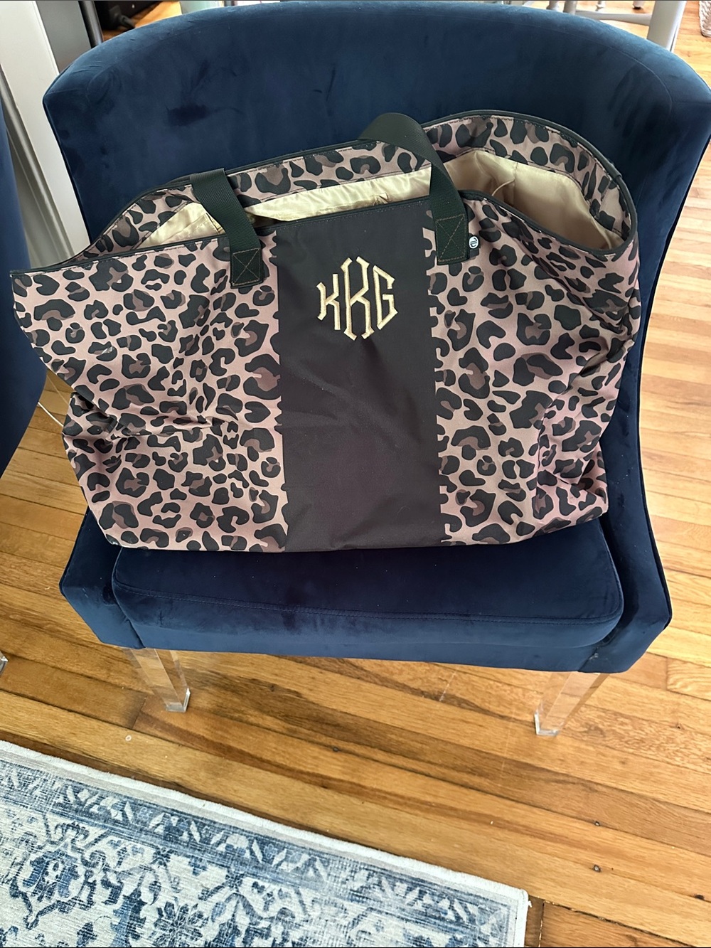 Personalized Leopard Print Tote Bag - Black & Brown